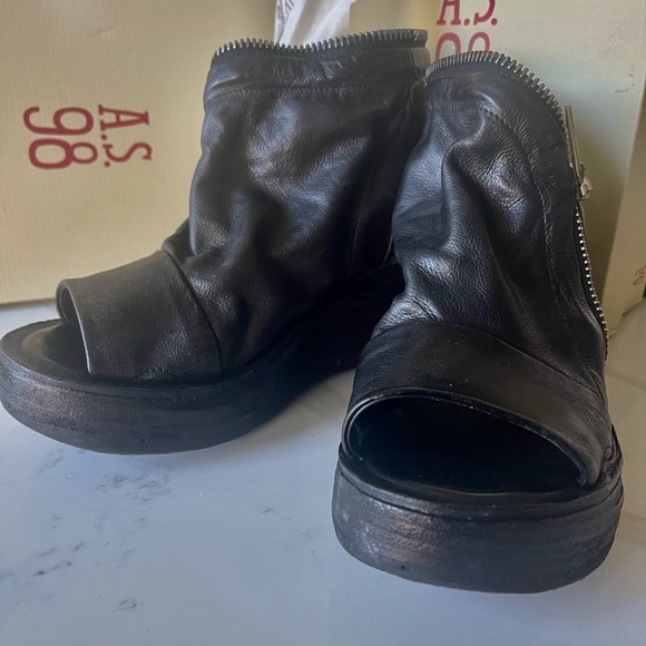 Free People Made by  A.S.98 - Hazel Zip Wedges Black 40 / 10 NEW In Box - Picture 5 of 10